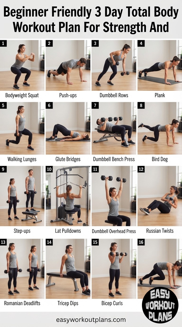 Beginner Friendly 3 Day Total Body Workout Plan For Strength And Confidence
