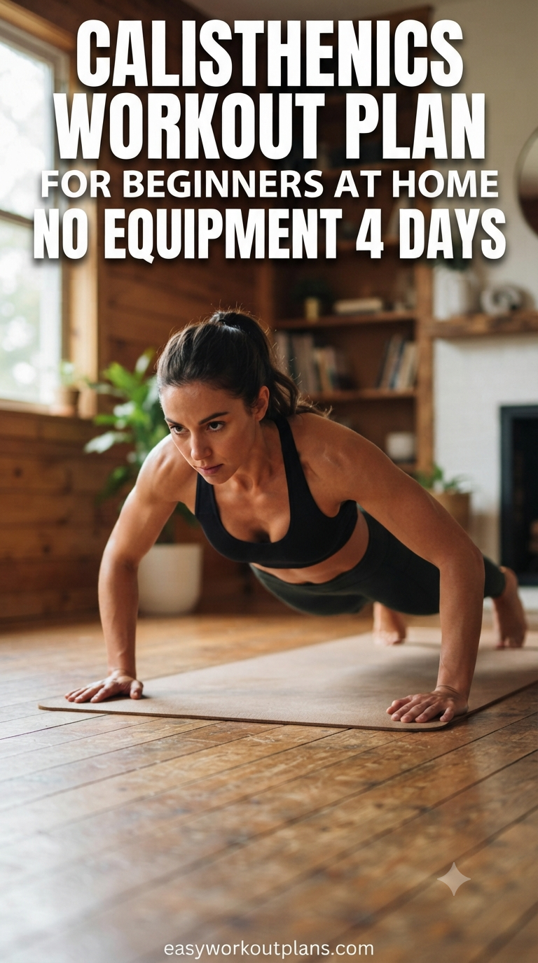 Calisthenics Workout Plan For Beginners At Home No Equipment 4 Days