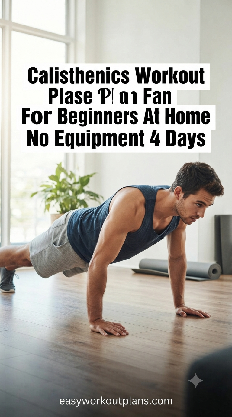 Calisthenics Workout Plan For Beginners At Home No Equipment 4 Days