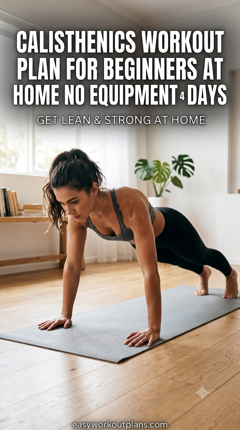 Calisthenics Workout Plan For Beginners At Home No Equipment 4 Days