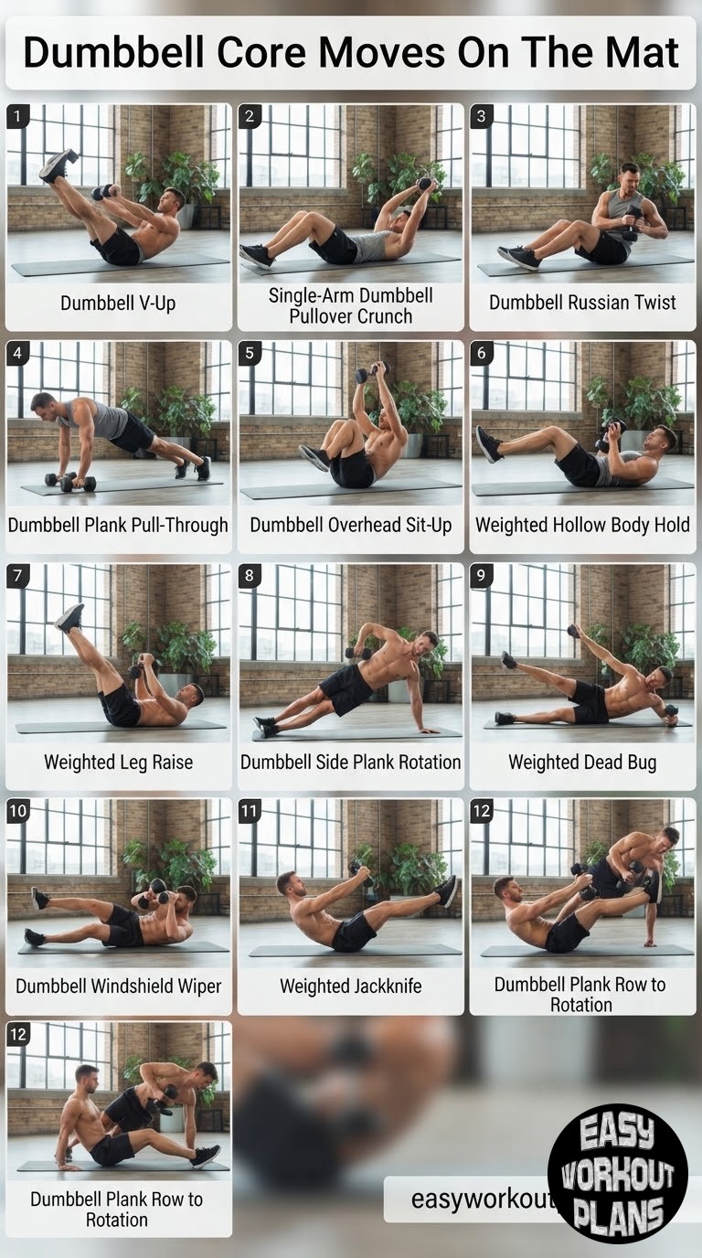 Dumbbell Core Moves On The Mat