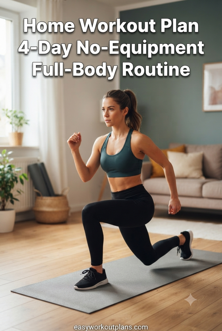 Home Workout Plan 4-Day No-Equipment Full-Body Routine