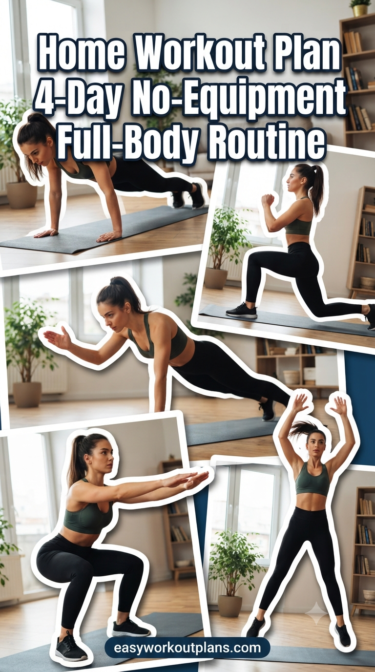 Home Workout Plan 4-Day No-Equipment Full-Body Routine