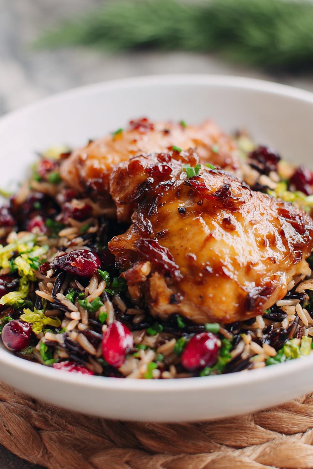 32. Post-Workout Dinner Ideas 2026: Roasted Chicken Thighs with Wild Rice and Cranberry Salad