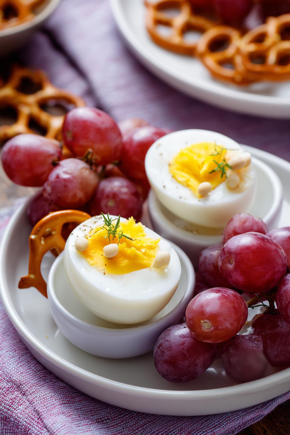 23. Pre Workout Breakfast Ideas 2026: Hard-Boiled Egg Duo with Grapes and Pretzels