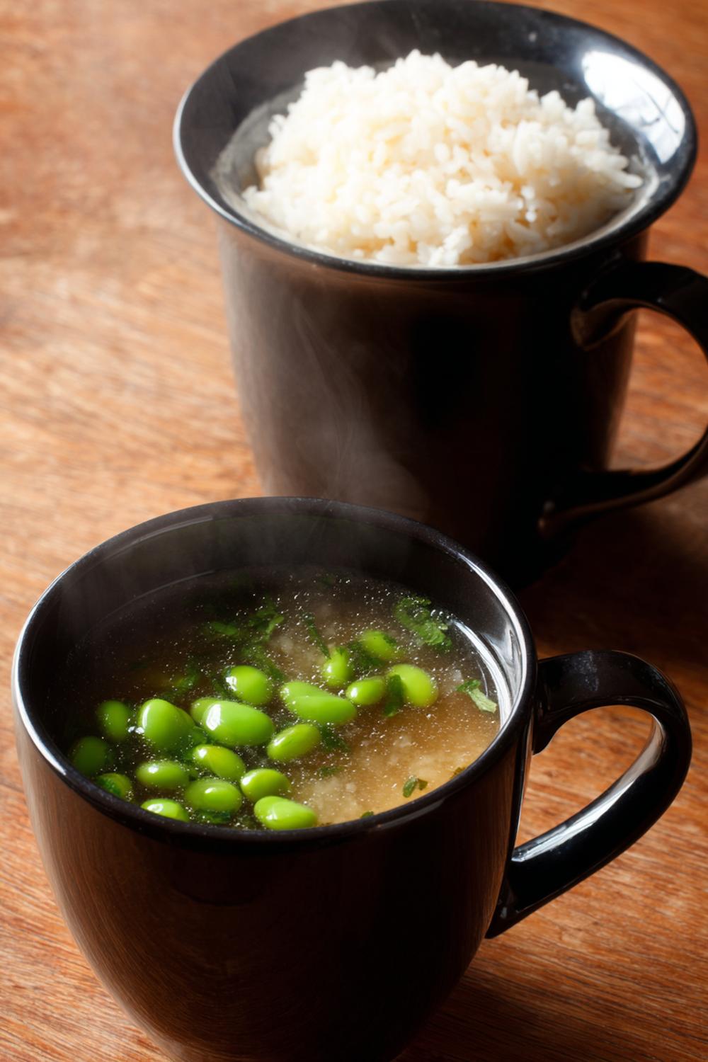 25. Pre Workout Breakfast Ideas 2026: Miso Soup Mug with Rice and Edamame Side