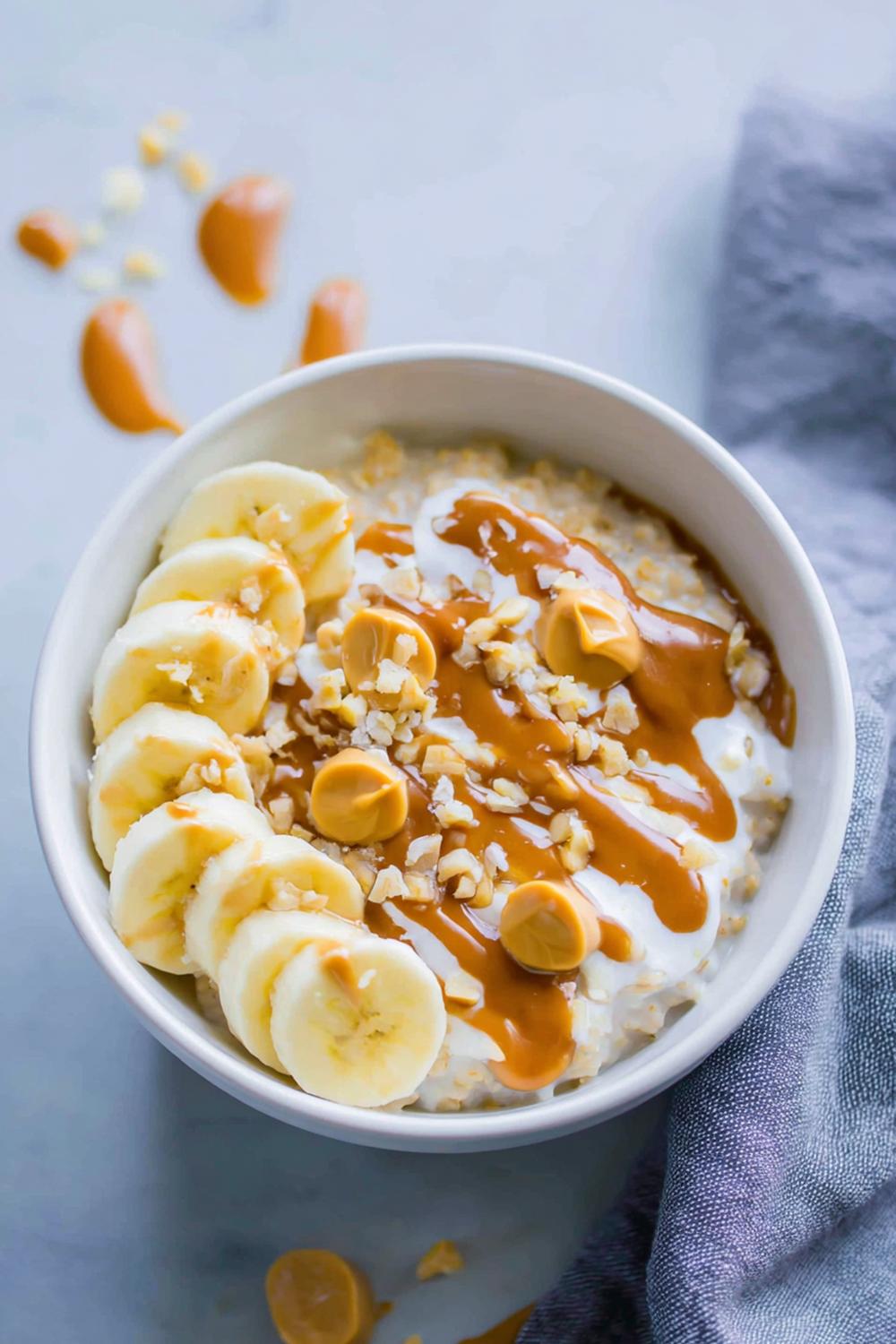 26. Pre Workout Breakfast Ideas 2026: Classic Oatmeal Bowl with Peanut Butter Drizzle and Banana Coins