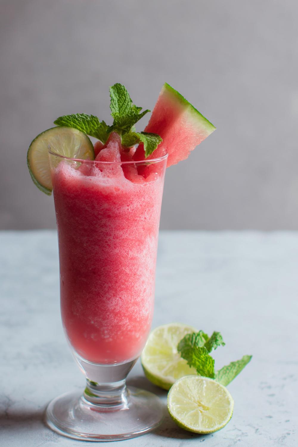 10. Protein Smoothie Recipe 2026: Watermelon Lime Smoothie with Icy Rosé Color