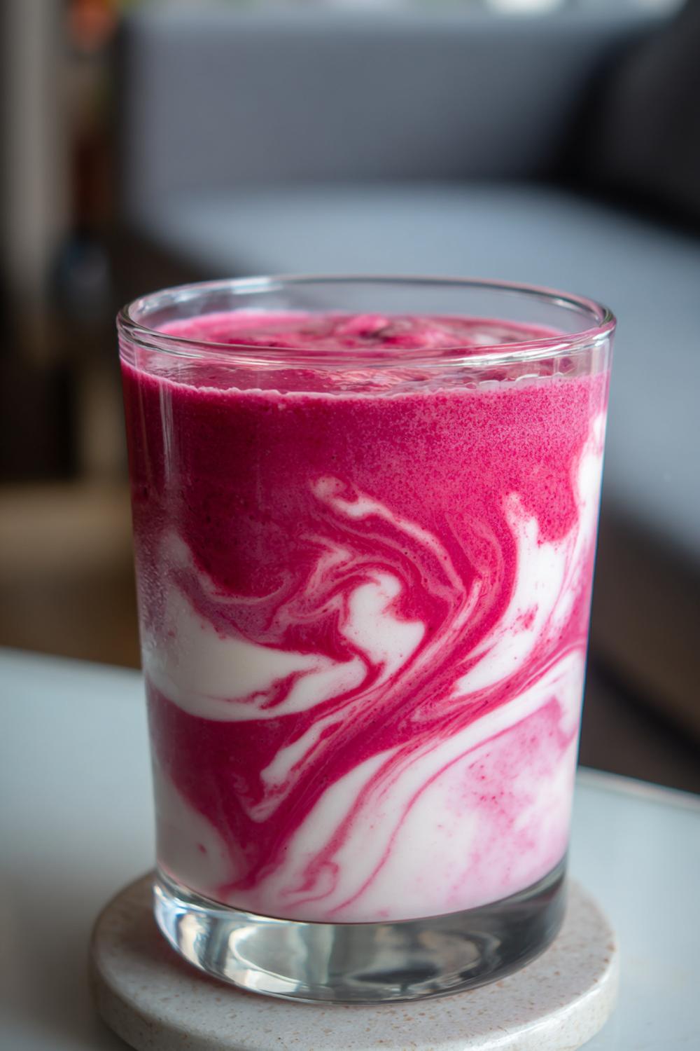 12. Protein Smoothie Recipe 2026: Raspberry Beet Smoothie with Pink Marble Swirls