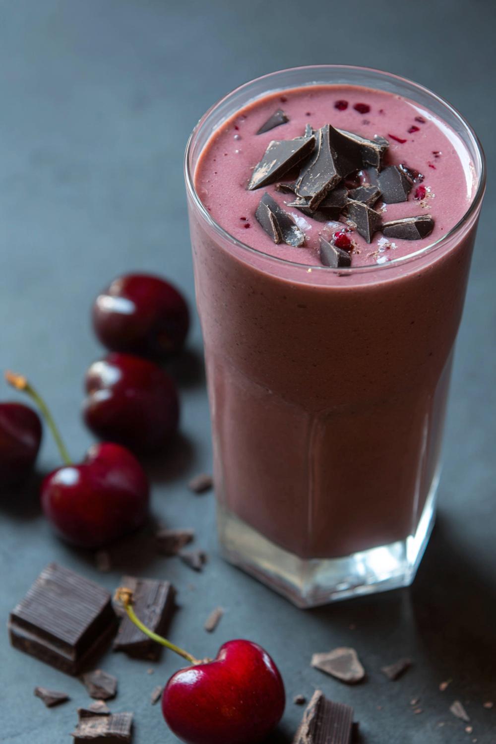 7. Protein Smoothie Recipe 2026: Cherry Chocolate Smoothie with Dark Chocolate Shards