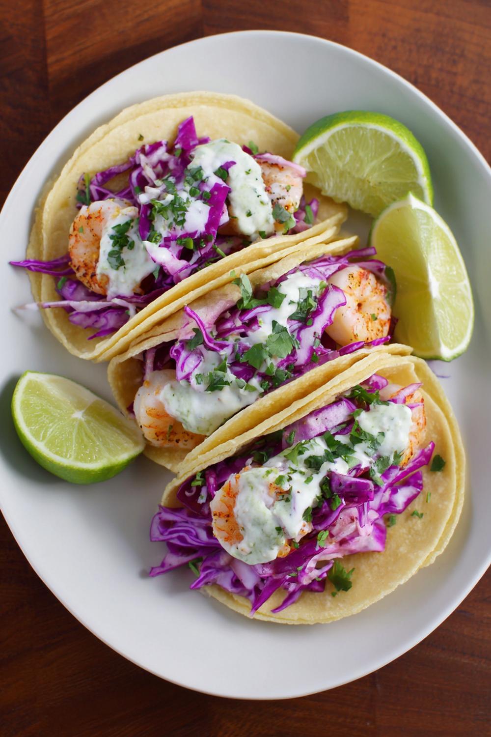 12. Quick Healthy Lunches 2026: Spicy Shrimp Slaw Tacos with Lime Crema and Purple Cabbage