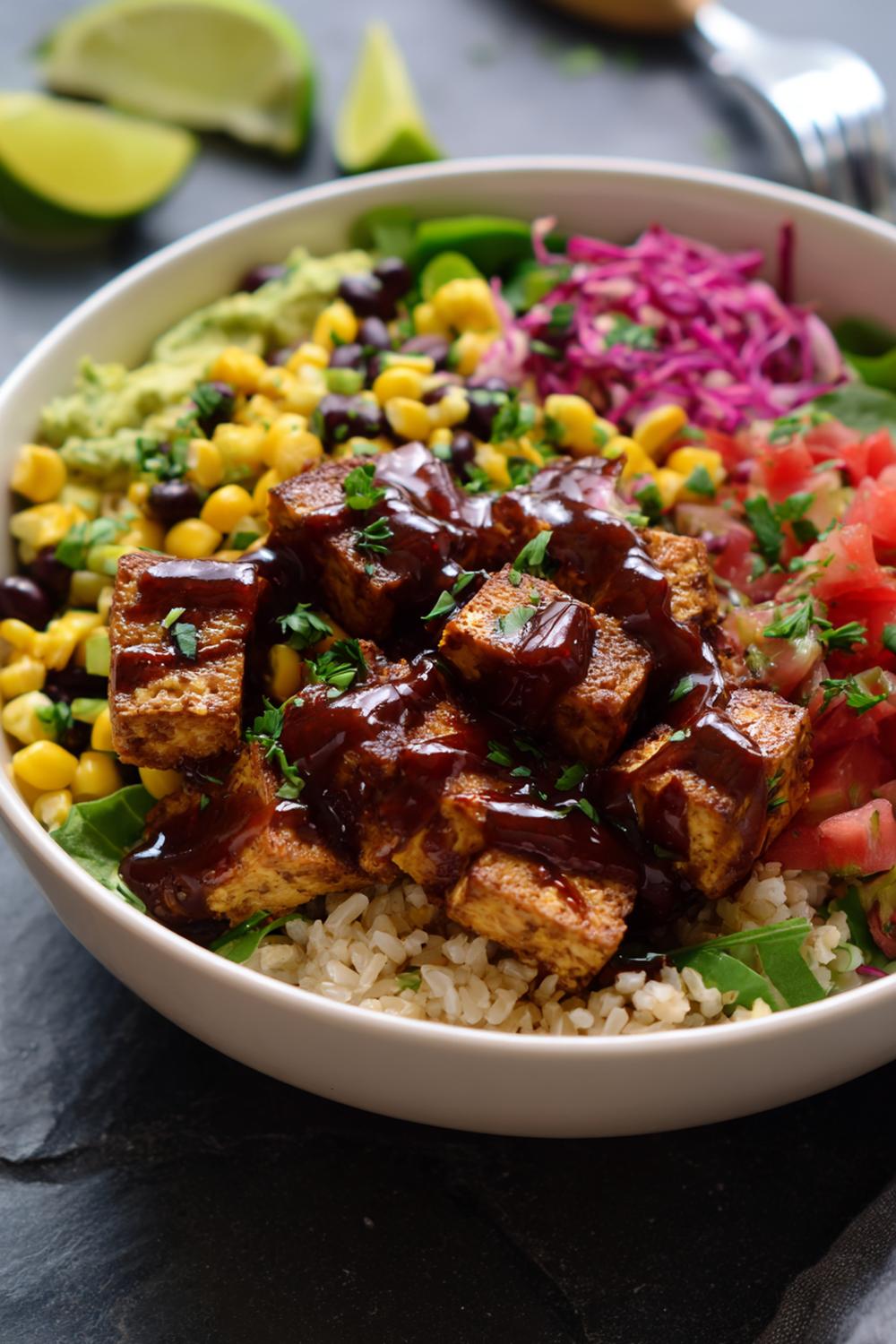 16. Quick Healthy Lunches 2026: BBQ Tempeh Grain Bowl with Corn, Black Beans, and Lime