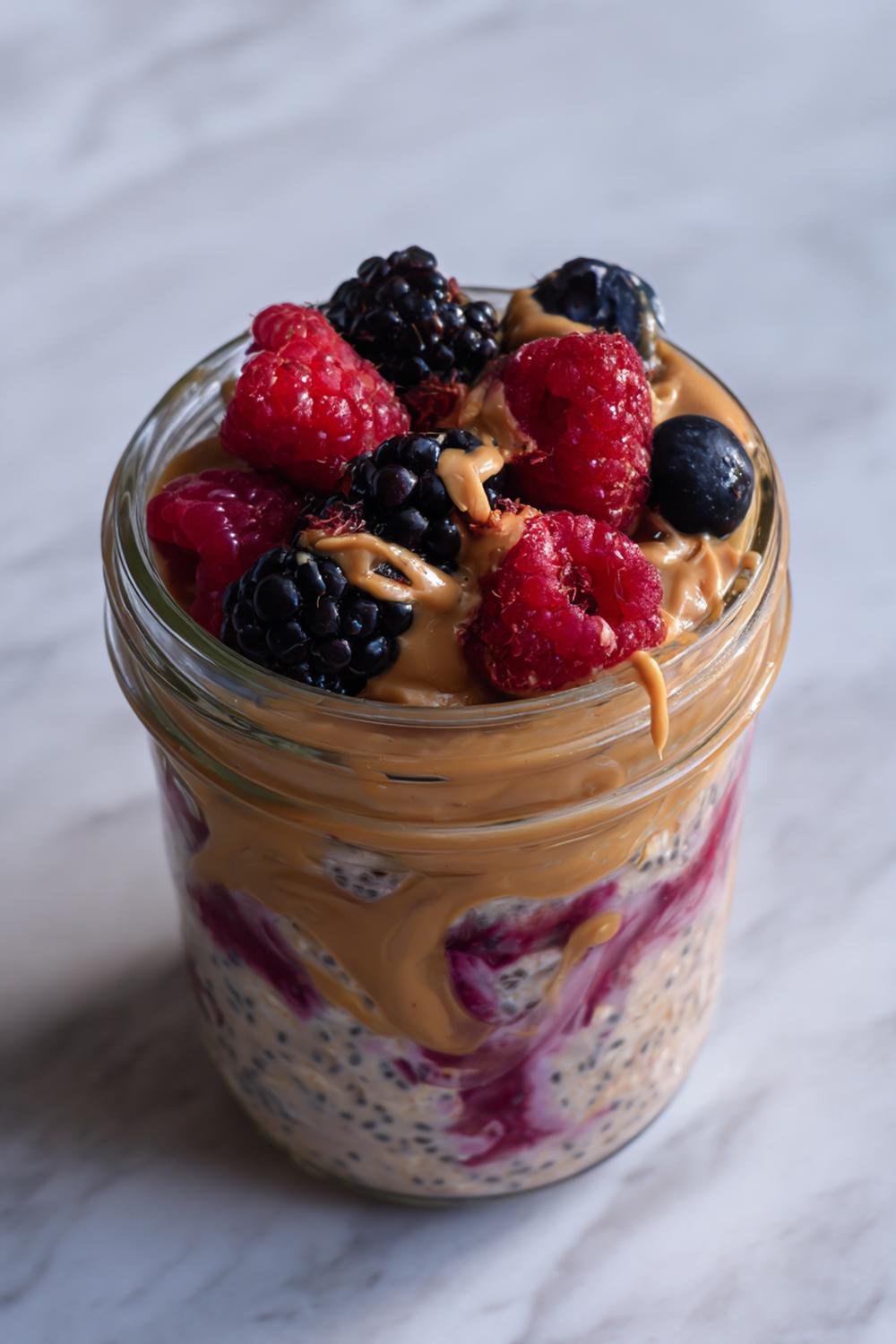 11. Vegan athlete meal prep 2026: Overnight Oats with Chia, Berries, and Almond Butter Swirl