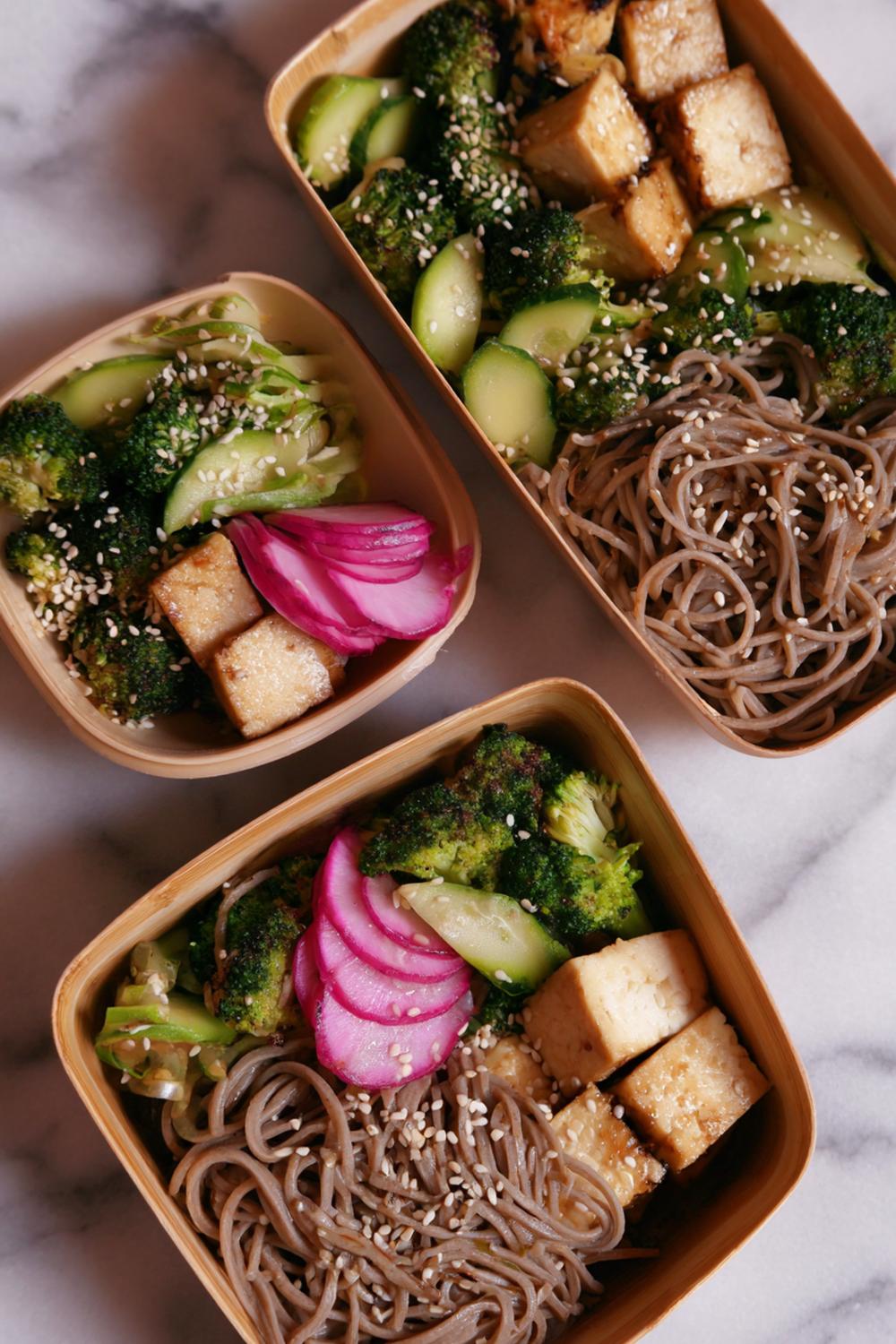 14. Vegan athlete meal prep 2026: Buckwheat Soba Boxes with Sesame Broccoli and Tofu