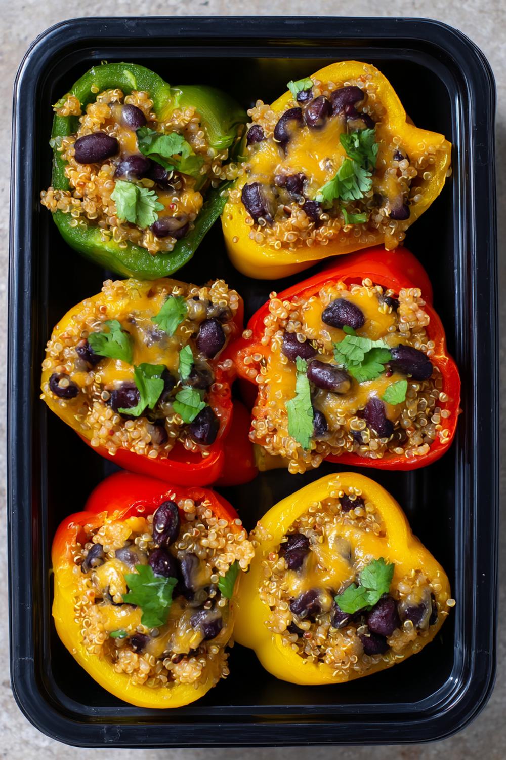16. Vegan athlete meal prep 2026: Quinoa Black Bean Stuffed Pepper Halves
