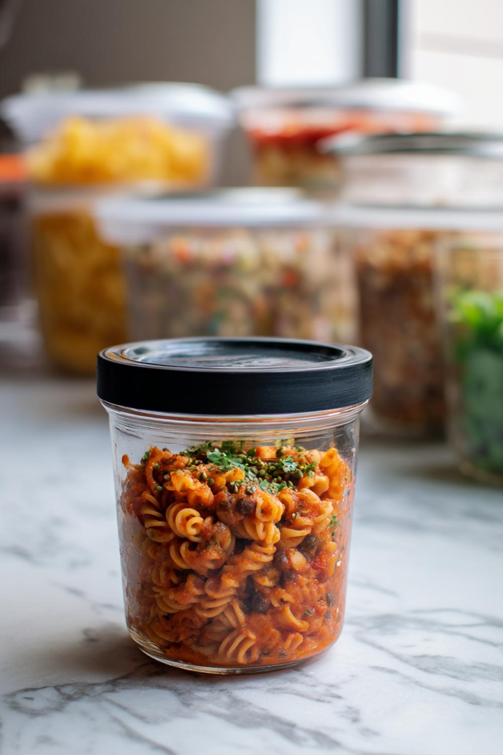 3. Vegan athlete meal prep 2026: High-Protein Lentil Pasta Marinara Jars