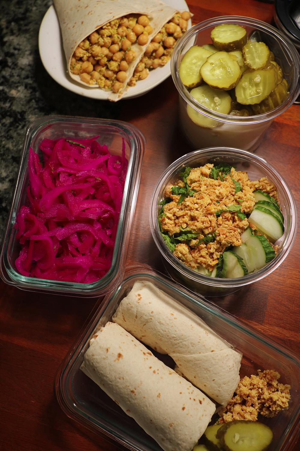4. Vegan athlete meal prep 2026: Chickpea “Tuna” Wrap Kits with Pickles and Crunch