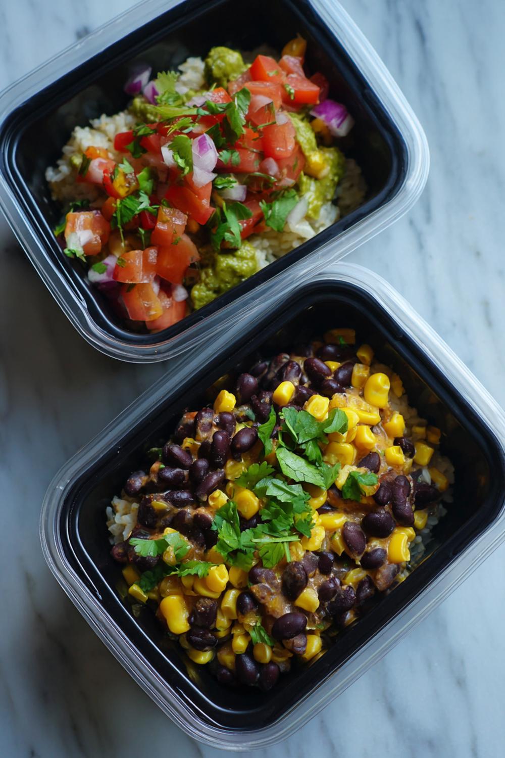 6. Vegan athlete meal prep 2026: Black Bean Burrito Bowls with Roasted Corn Salsa