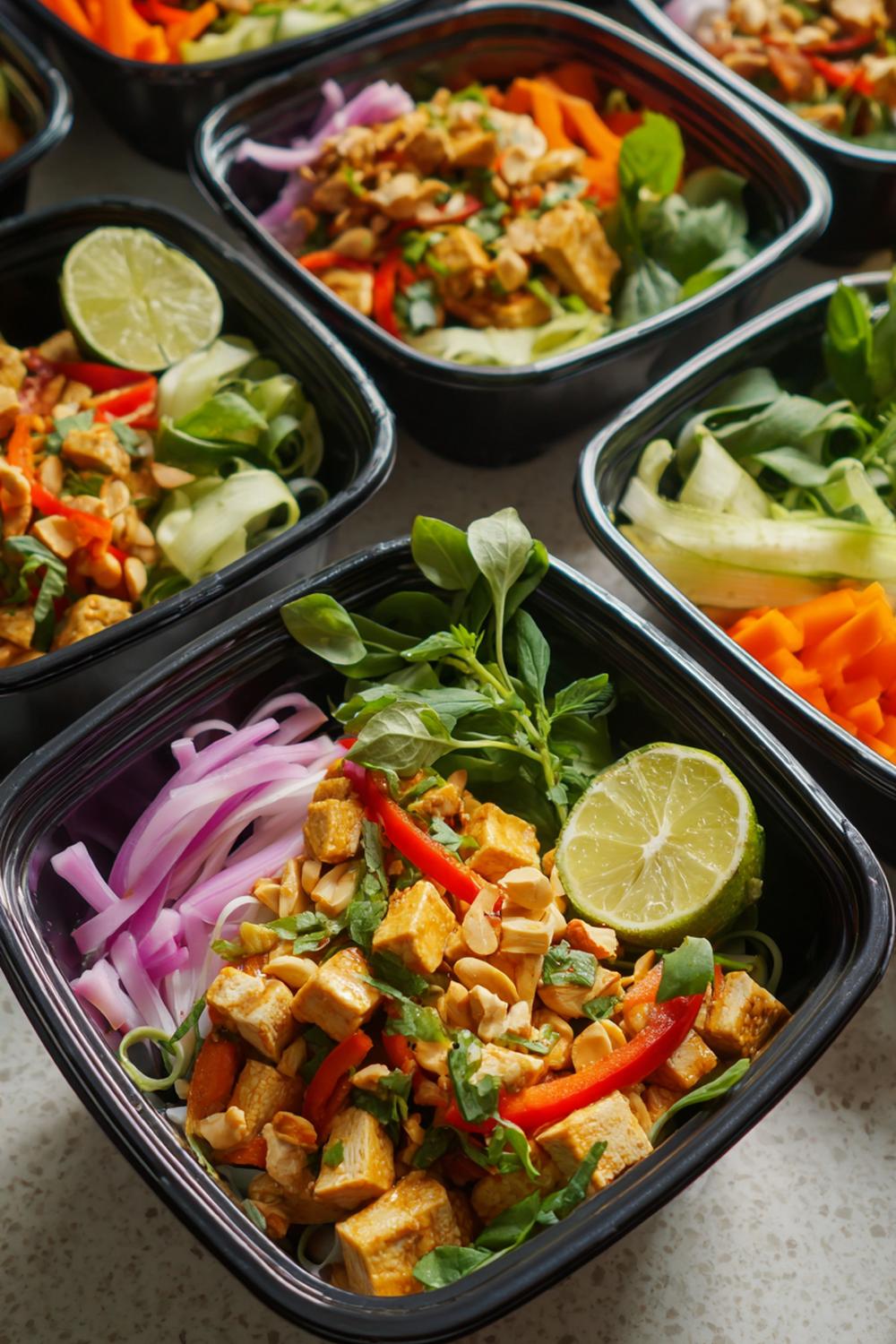 7. Vegan athlete meal prep 2026: Thai Peanut Tofu Noodle Salad Cups