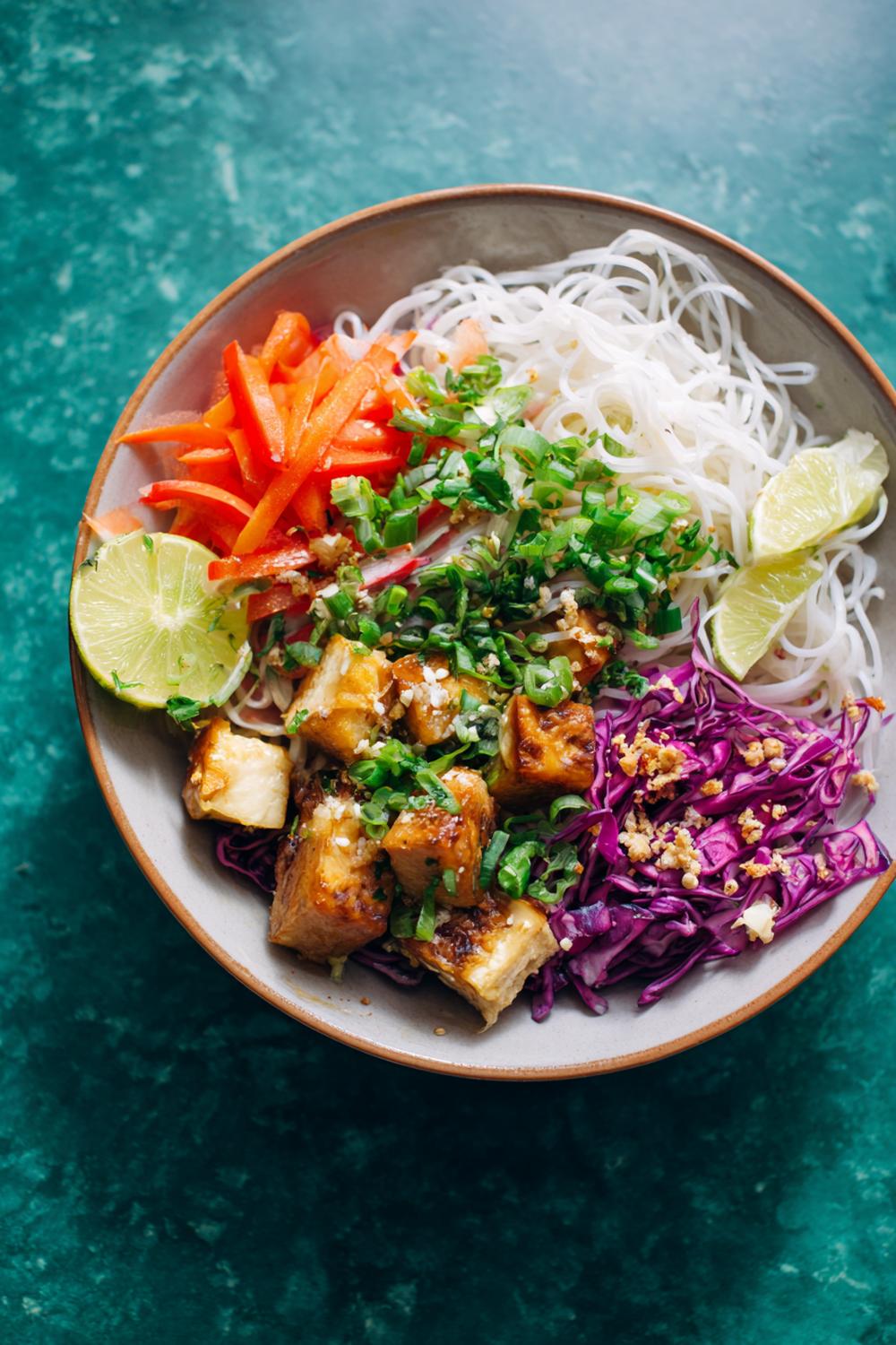 2. Vegan & Plant Based Meal Ideas: Coconut-Lime Tofu Noodle Bowls with Crunchy Vegetables