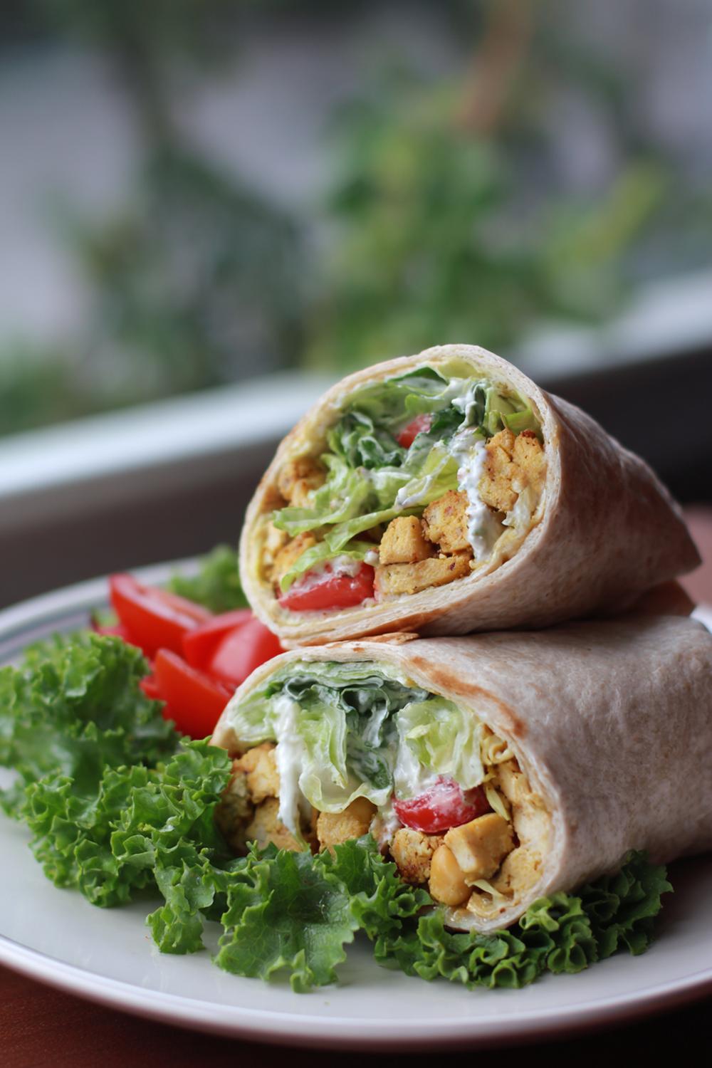 13. Tempeh and Chickpea Caesar Wrap Meal with Crunchy Lettuce