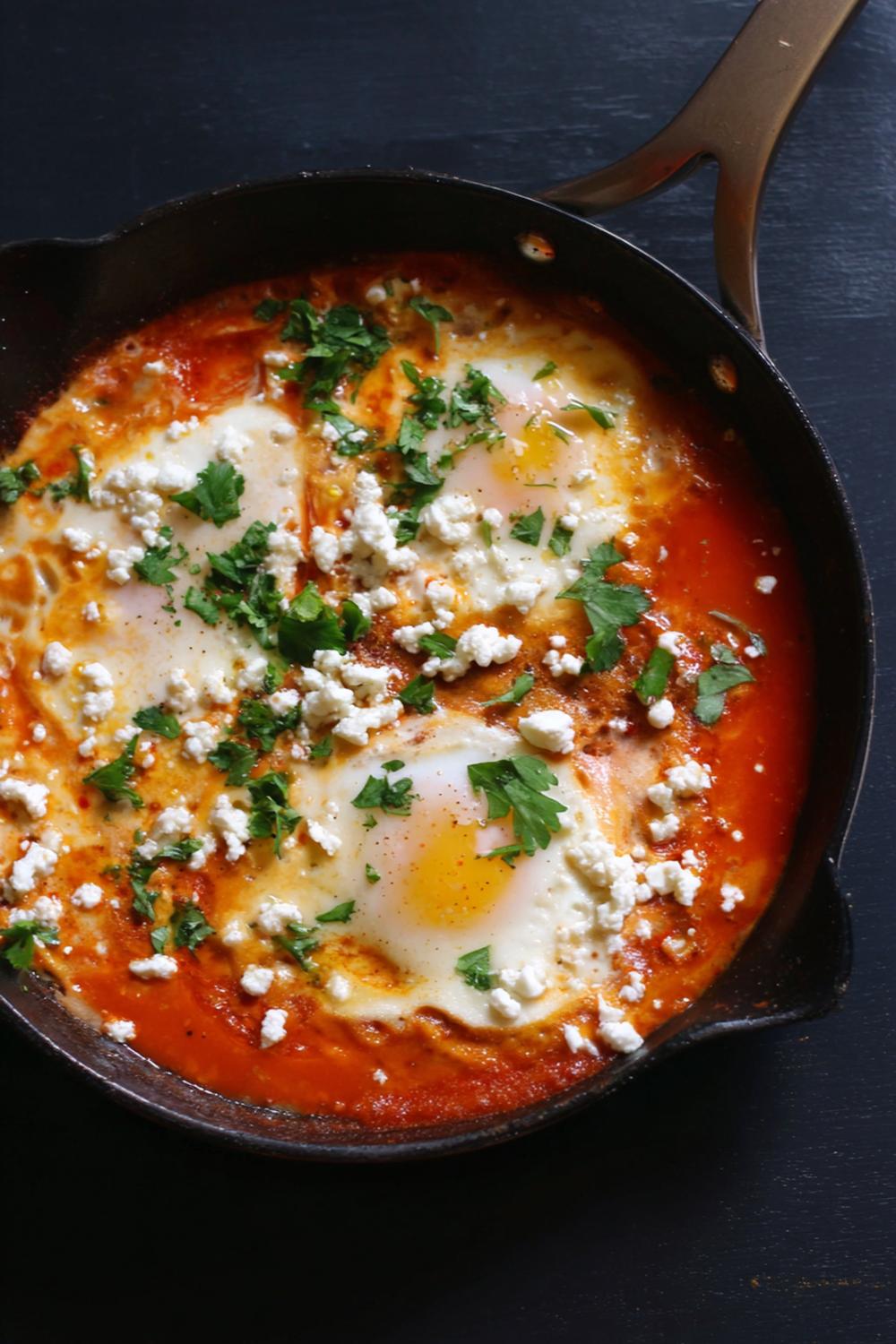 7. Egg and White Bean Shakshuka Meal with Feta Crumbles